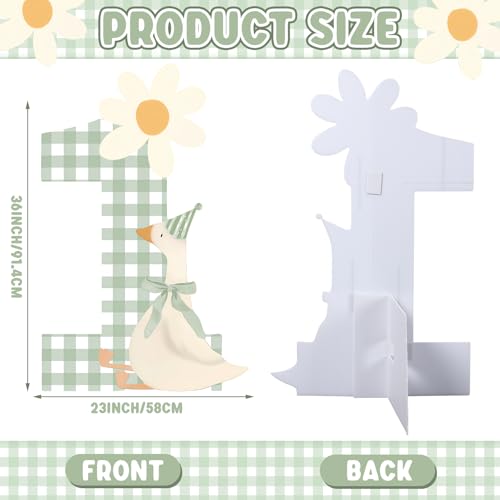 Image of Croblissful One Silly Goose Party Decorations 1st Birthday Backdrop Duck Animal Background Prop for Birthday Baby Shower Party Supplies(Sage Green,One Goose)