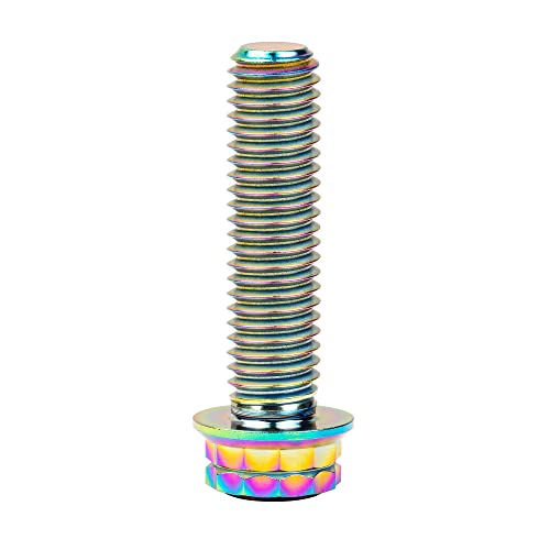 Image of Titanium Flange 12 Point Head M8 x15 20 25 30 35 40 45 50 55 60 65mm Screw Bolt Pack of 4 (M8x30mm, Rainbow)