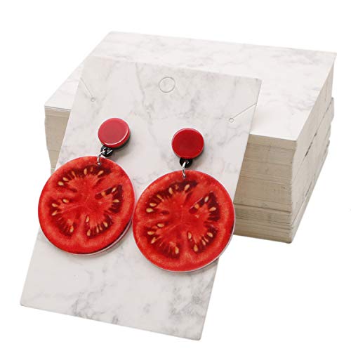 JETEHO 100Pcs Earring Display Cards, Marble Earrings and Necklace Display Cards Earring Card Holder for Earrings Necklace Ear Studs