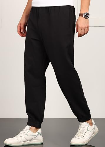 Image of Alan Jones Clothing Mens Washed Jersey Cotton Joggers Pants | Soft Stretch Cotton | Ankle Length with Elastic Hems