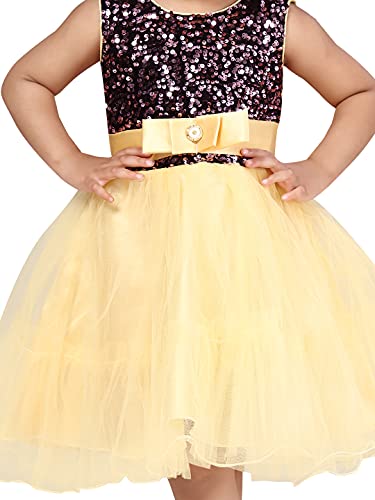 Image of MUHURATAM Girl's Net Fit and Flare Knee-Length Dress