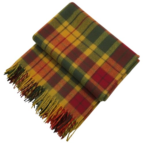 Luxurious Soft Wool Blanket - 70x60 inches large blanket - Scottish tartan, checkered, lightweight, Indoor, Winter warm, travel blanket , Bed and Sofa, Picnic Rug Buchanan Autumn Tartan