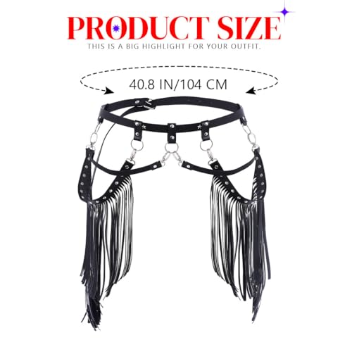 JEWEKY Fringe Belt Cowgirl Leather Accessories Waist Tassel Harness Belts for Women3