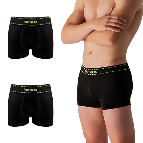 NOLOGO - Calzoncillos tipo bóxer para hombre de microfibra, 2 unidades, ropa interior técnica deportiva elástica y transpirable, ropa interior técnica sin costuras, fabricado en Italia, Negro 2 Pcs,