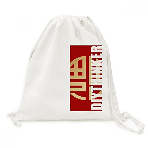 Toile Drawstring Backpack or la Chine Fook motif sac de voyage léger