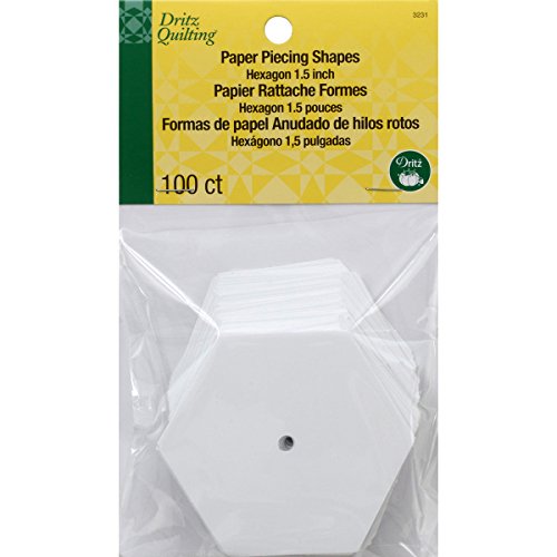 Dritz 3231 Paper Piecing Shapes, Hexagon, 1-1/2-Inch (100-Count)