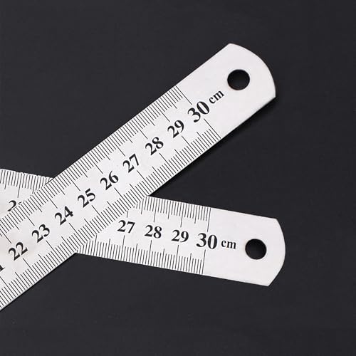 2 PCS Metal Rulers 12 Inch Stainless Steel Rulers Double Sided Scale Steel Ruler