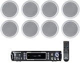Rockville HC55-16 Bundle: (8) White 5.25 in 300W Peak/120W RMS Per Pair in-Ceiling...