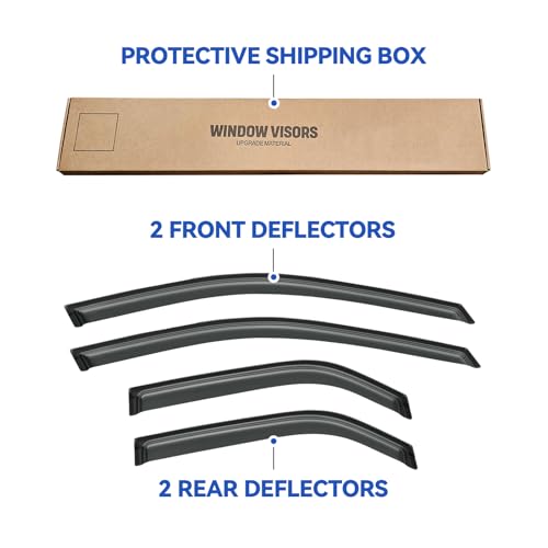 Image of Window Visors Rain Guards Shield for 2003-2007 Cadillac CTS, Out-Channel Window Vent Wind Deflectors Visors Shades for 03-07 Cadillac CTS