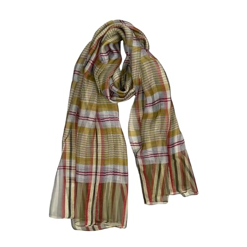 Women's Silk Wool Scarf - Multi-purpose Color-Woven Plaid Scarf/Shawl for Air-Conditioned Rooms