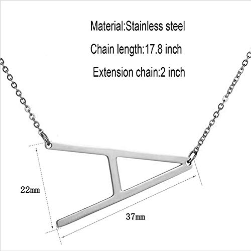 مومول قلادة جانبية من الستانلس ستيل مطلية بالذهب عيار 18 قيراط بحروف كبيرة كبيرة للنساء, ستانلس ستيل