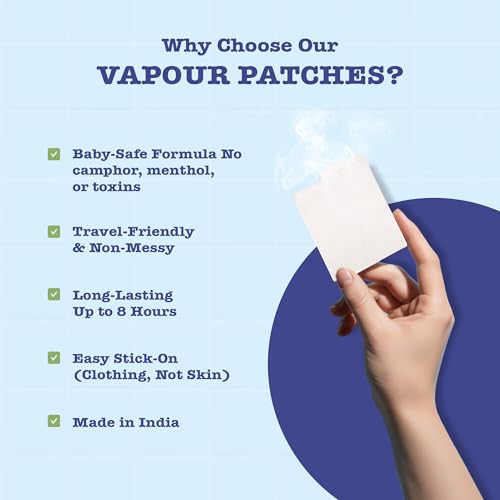 Image of Tots & Bubbles Natural Vapour Patches for Babies & Kids | Eucalyptus, Peppermint & Thymol | Camphor-Free, Up to 8 Hrs Relief from Cold & Nasal Congestion (Pack of 1)