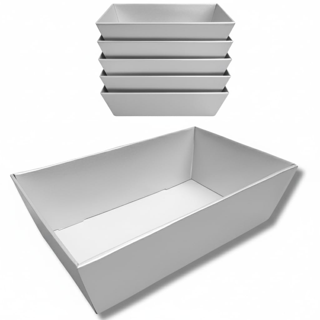 5 Pack Cardboard Gift Hamper Trays (28x18cm) | Flat-Packed DIY Presentation Baskets for Food Packaging, Christmas, Wedding, and Holiday Gifting.