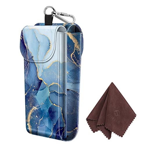 Image of FINTIE Double Glasses Case with Carabiner Hook, Portable Vegan Leather Eyeglass Case Anti-scratch Sunglasses Pouch