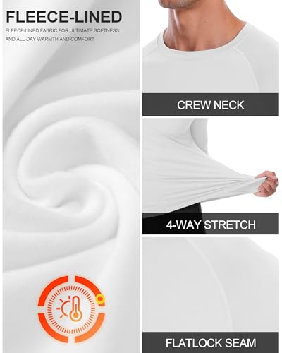 Mens Thermal Compression Shirts, Warm Long Sleeve Fleece Lined Tops Athletic Base Layer for Running Cold Weather3