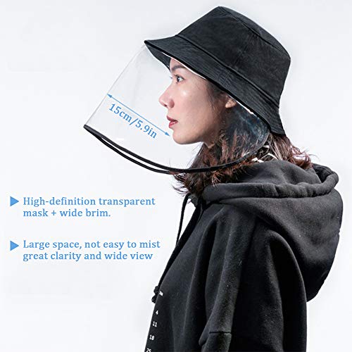 Honelife Chapéu de proteção solar com máscara transparente Tampa à prova de ultravioleta Anti-Poeira