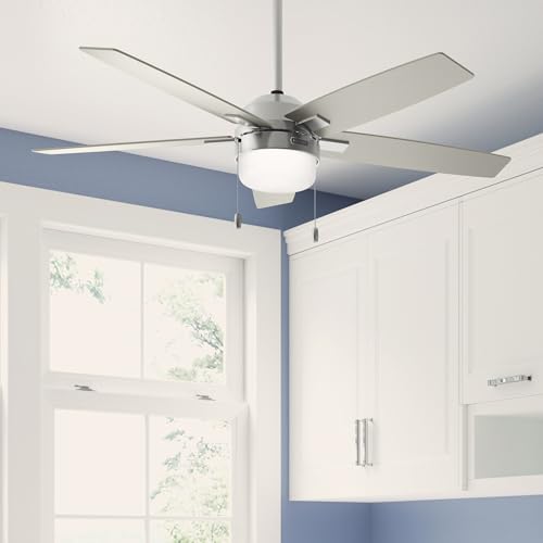 Image of Hunter 52 inch Anisten Indoor Ceiling Fan, Light, Pull Chain, Brushed Nickel