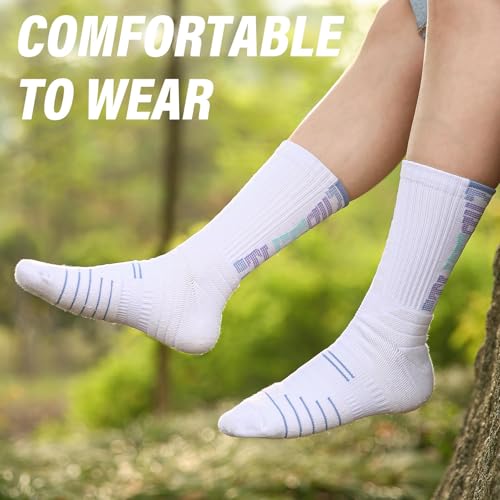 FGZ Mens Hiking Socks Moisture Wicking Cushion Crew Socks for Outdoor Sports 3 Pairs,9-12 5