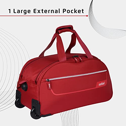 Image of Safari Arc Polyester Duffle Bags for Travel 66 cm 2 Wheel Travel Bags for Luggage Red Luggage Bag Strolley for Men and Women