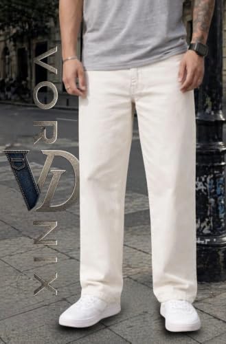 VORNIX DENIM Loose Fit Mid Rise White Jeans - Image 2