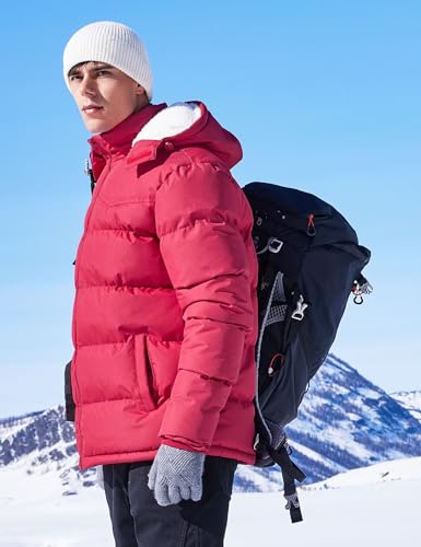 Image of BEST SOUTH Men's Hooded Winter Puffer Jacket Fleece Warm Bubble Coat Outerwear Cold Weather