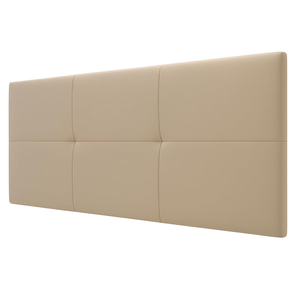 HOME DESIGN & CONFORT® Leatherette Headboards for Easy Assembly and Easy Cleaning in Various Sizes and Colours to Select (Beige, 160 x 50 cm) Suitable for Beds 80/90/105/115/120/150/160 ctms