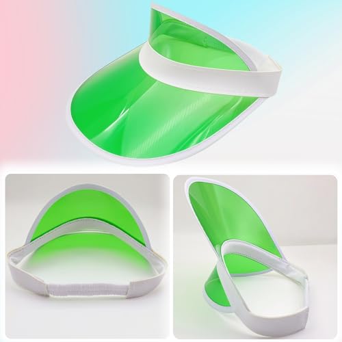 Image of 12 Pack Unisex Sun Visors Plastic Transparent Candy Color Poker Hat for Sports Outdoor Summer Beach Activities