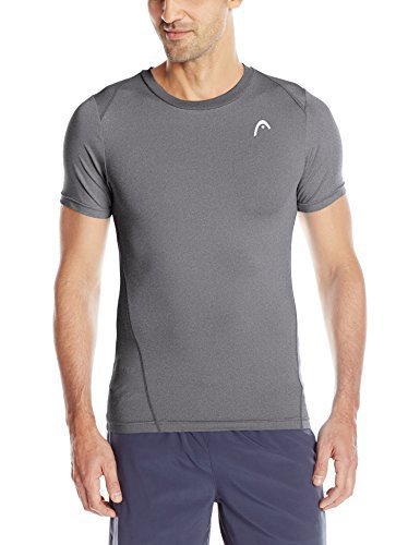 HEAD Men's Powerhouse Performance Crew Shirt, Asphalt Heather, Large