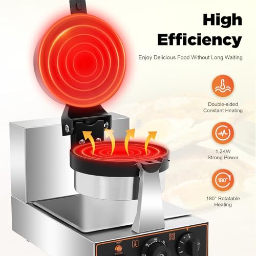 LyeXD Electric Hamburger Maker Burger Machine, Single Head Hamburger Waffle Burger Maker, Non Stick Waffle Press Machine with Time & Temperature Control for Household, Commercial