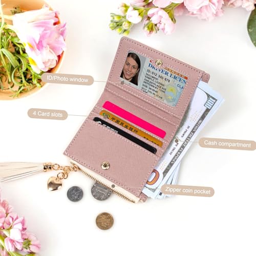Image of Valentoria Womens Wallet Cute Elegant Long Slim Card Holder Case Minimalist Coin Purse Thin Tassels Zip Clutch Wallets for Girls Ladies | Cute
