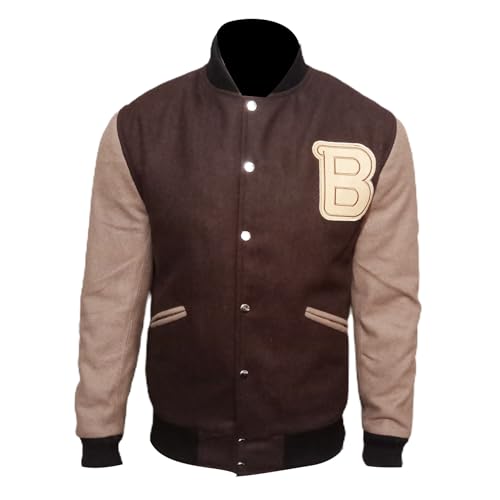 Hotline Miami Appealing Flight Bomber Varsity Jacket - Lightweight Brown Woolen Letterman Jacket for Men XS-3XL