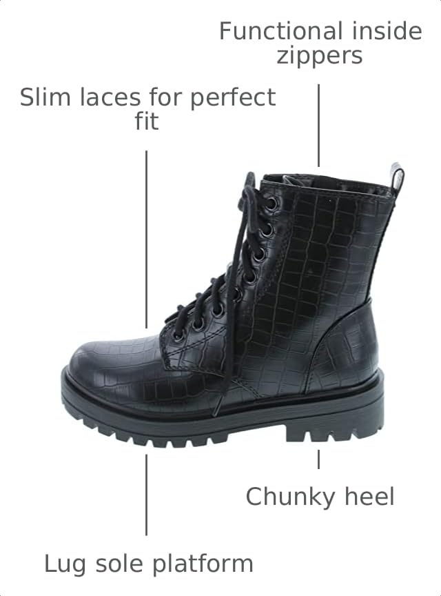 Image of Soda FIRM - Lug Sole Combat Ankle Bootie Lace up w /Side Zipper