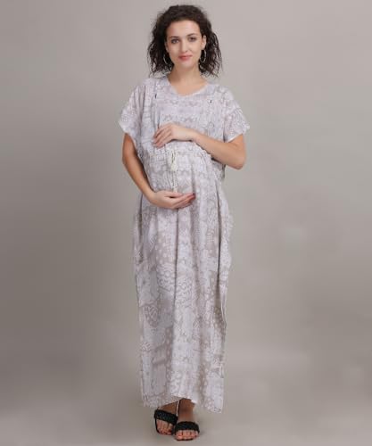 Image of Fabme Women's Printed Kaftan Nursing and Maternity Nighty