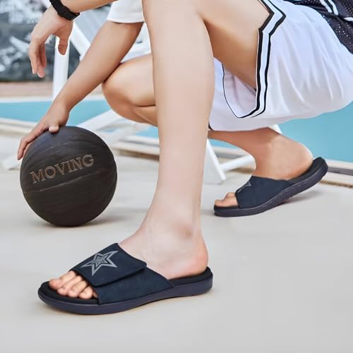 Image of KuaiLu Mens Slide Sandals Orthotic Arch Support Athletic Sport Sandals For Men Adjustable Comfort Slippers With Soft Cushioning For Outdoor