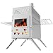 Sauna Hot Tent Stove, Rocket Camping Wood Burning Stove with 8 Stainless Chimney Pipes, Portable Folding Wood Stove for Tent, Outdoor Heating, Cooking, Ice Fishing, Hunting