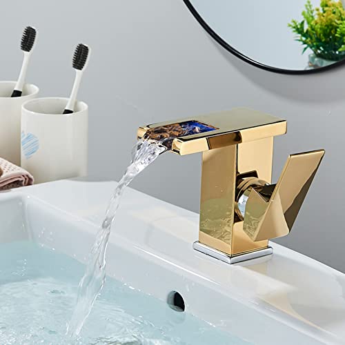 Robinet de cascade à LED en laiton pour éviter les brûlures au lavabo chaud froid