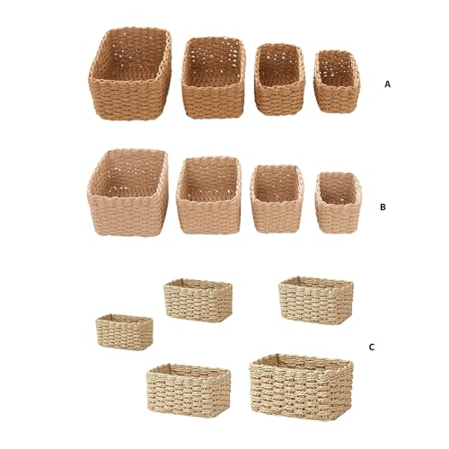 Panier empilables pour rangement maison multifonction en bois tissé