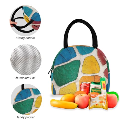 Backpack Lunch Box Set Large Capacity Travel Backpacks and Insulated Lunch Bag for Commute Hiking Picnic Vivid Giraffe Skin Print4