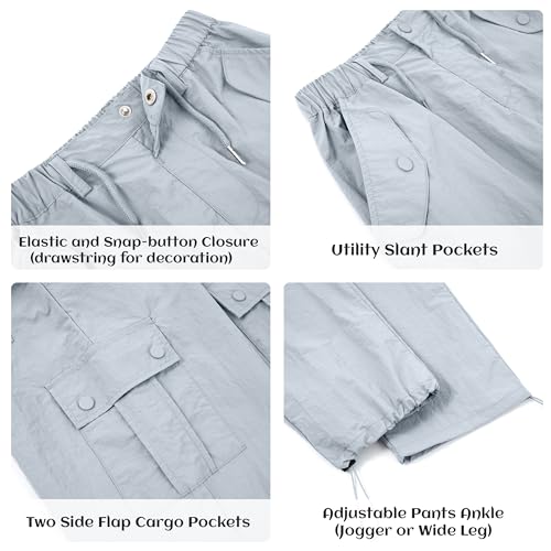 Image of Rolanko Parachute Pants for Girls Y2K Cargo Trousers with Pockets Harajuku Jogger Pants Kids 4-14 Years
