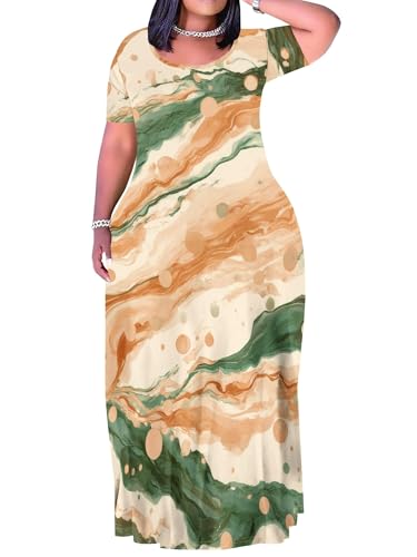Image of Plus Size Maxi Dresses for Curvy Women T-Shirt Summer Sun Dresses Loose Fit