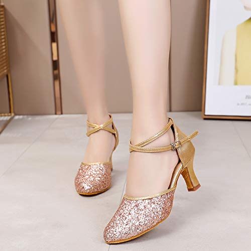 SWDZM Womens Latin Salsa Dance Shoes Professional Party Sequins Heels Ballroom Dancing Shoes3