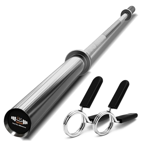 FK Sports 4Ft Olympic Barbell Bar 2 Standard Weight Lifting Chrome Finished Bars Anti-Slip Hand Grip Barbell Gym Strength Training Fitness 4Ft 5Ft 6Ft And 7Ft (4 ft)