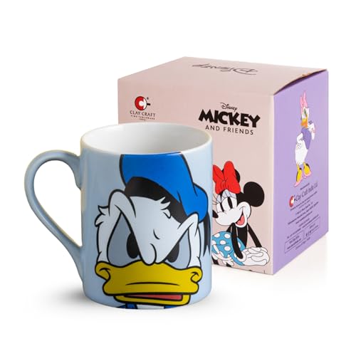 Image of Clay Craft - Official Disney Mugs : Donald Duck Print, Fine Ceramic Coffee Mug, 360 Ml |Cartoon Character Gift Mug for Kids & Adults | Microwave & Dishwasher Safe