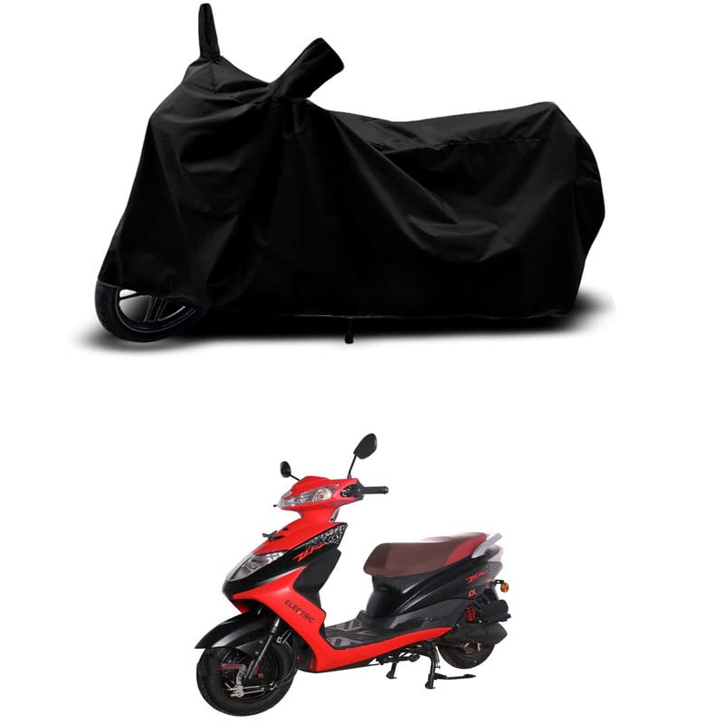 Image of 100% Scratchproof /UV-Rays /Heat Protection /Birds Dropping /Water Resistant /Dust Proof /Waterproof /Full Bike Scooty Two Wheeler Body Cover Compatible for Ampere V48 Plus All Varients[Black]