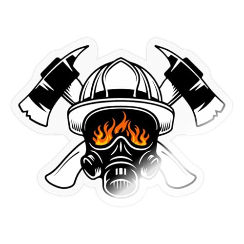 Spreadshirt Feuerwehrhelm Mit Atemschutz Und Gekreuzten Äxten Sticker Aufkleber, 10 x 10 cm, Transparent glänzend