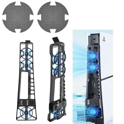 Coyktonty 2 Piece Set - Cooling Fan + dust Filter Compatible P S 5 Pro/P S 5 Slim,Play Sta Tion 5 Pro Optical Drive Version/Digital Version Game Console Accessories (1 Cooling Fan + 2 pcs.)