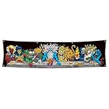Konern 2x8 ft Santa Cruz Skateboard Banner Last Supper Flag Neptune Rob Roskopp Slasher banner (Duplex printing,Bright & Vibrant 150D Polyester,Brass grommet design is durable)