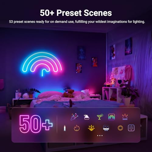 Image of NEEWER 16.4ft /5m LED Strip Lights, Smart AI RGB IC Flexible Cuttable Neon Rope Light, App Control, Bedroom Gaming Room Indoor Home Classroom Wall Decor, Compatible with Google Assistant Alexa, NS02