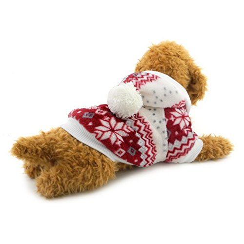 selmai Hundemantel/Hundejacke, Weihnachts-/Schneeflocken-Muster, mit Fleece gefüttert und mit Kapuze