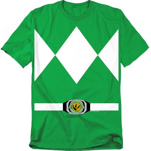 Popfunk Power Rangers Green Ranger Uniform Unisex Adult Halloween Costume T Shirt, Kelly Green, X-Large